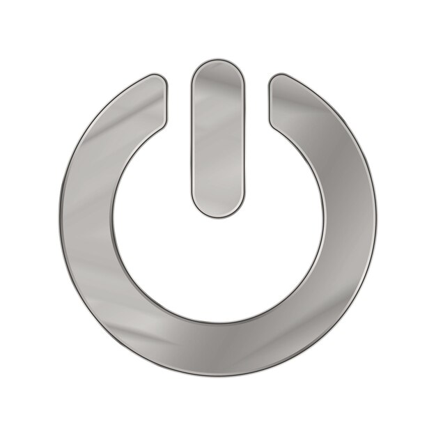 Vector zilverkleurig metaal chrome web icon power