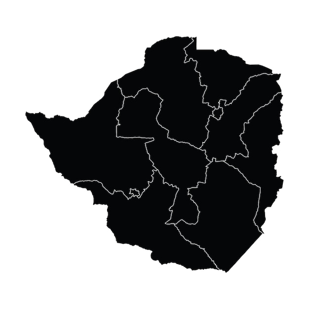 Vettore della mappa del paese dello zimbabwe con le aree regionali