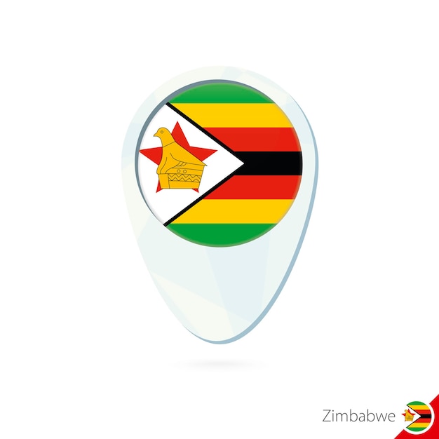 Zimbabwe flag location map pin icon on white background