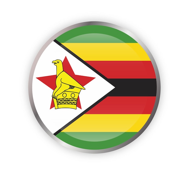 Vettore bandiera dello zimbabwe rotonda