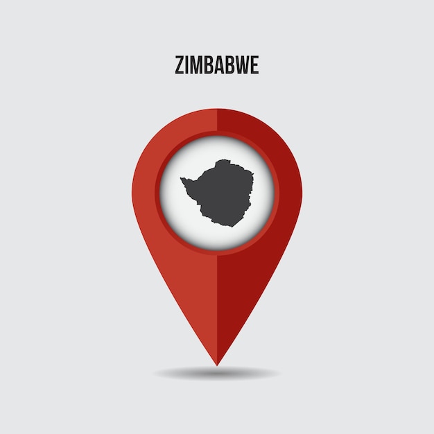 Zimbabwe kaart op locatie pin. 3D-aanwijzer met kaart geïsoleerd op een achtergrond.