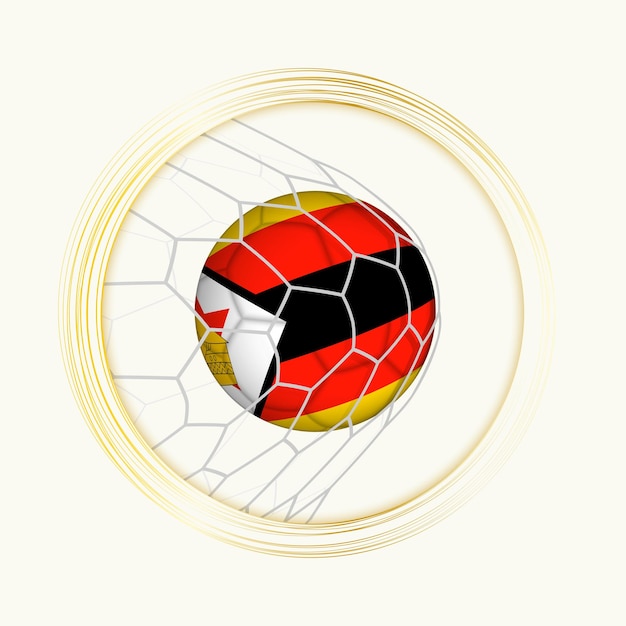 Vector zimbabwe scoring goal abstract football symbol with illustration of zimbabwe ball in soccer net