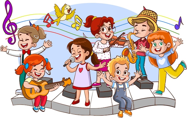 zingende en dansende kinderen