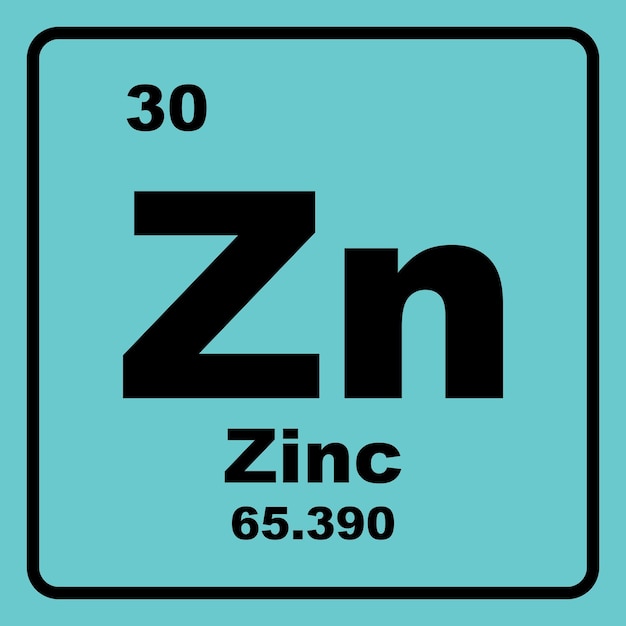 Vector zink icoon chemisch element in het periodiek systeem