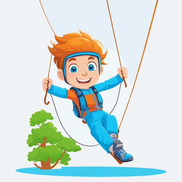 Vector zip line cartoon vector on a white background