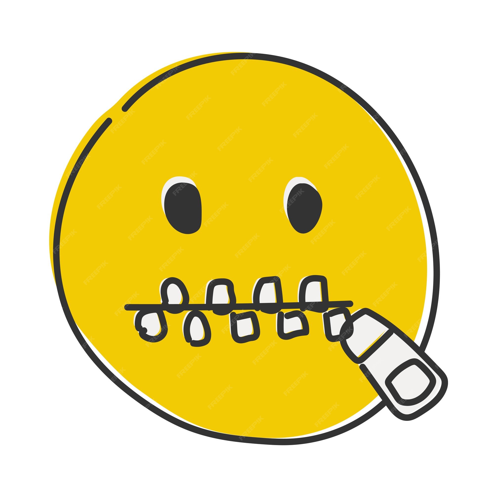 Clipart Cartoon of Emoji Emoticon Zipping His Mouth (Instant Download) 