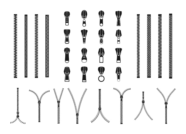 Vector zip pulls zwart slot stockcollectie.