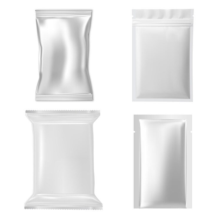 Vector zipper foil bag mockup aluminum plastic pouch