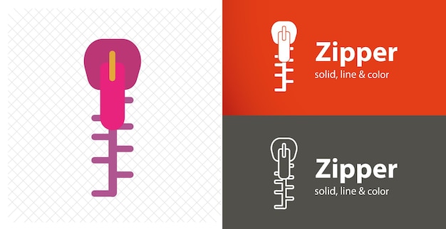 Zipper isolated flat illustration Zipper line icon