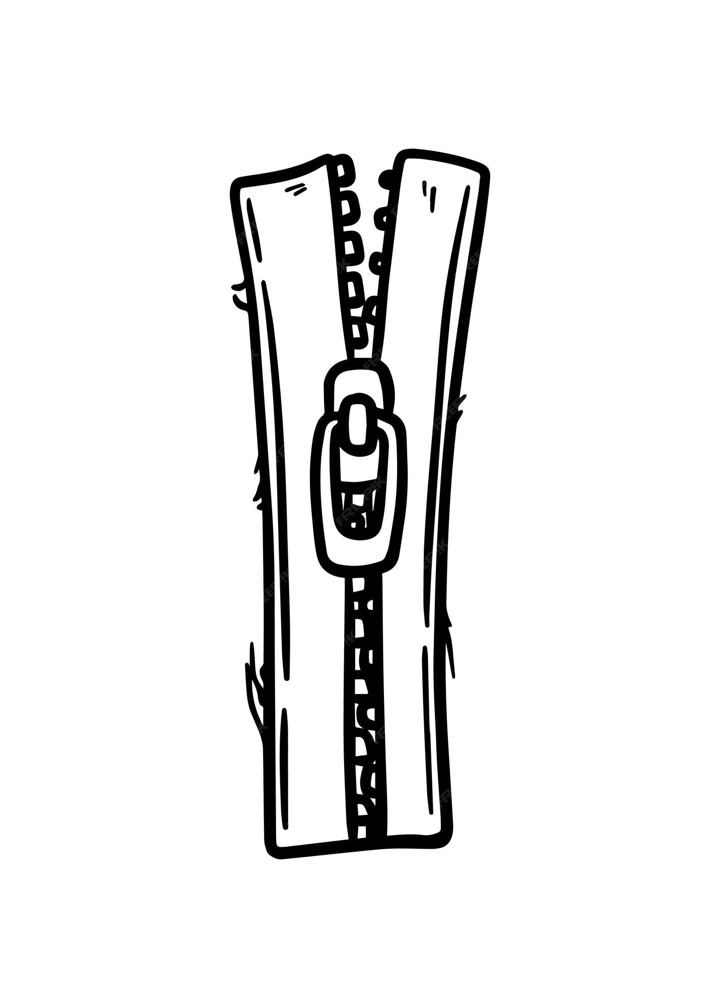 Premium Vector | Zipper with fastener doodle linear cartoon coloring book Premium Vector | Zipper with fastener doodle linear cartoon coloring book
