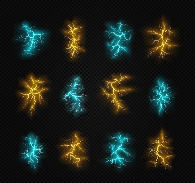 Zippers of various colors The effect of lightning and lighting set of lightning