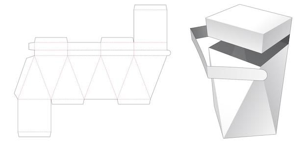 Zipping top flip prism packaging box die cut template