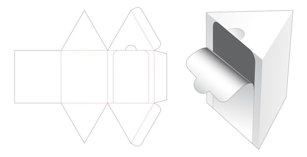 Zipping Triangular packaging die cut template