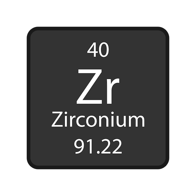 Zirconium symbol Chemical element of the periodic table Vector illustration