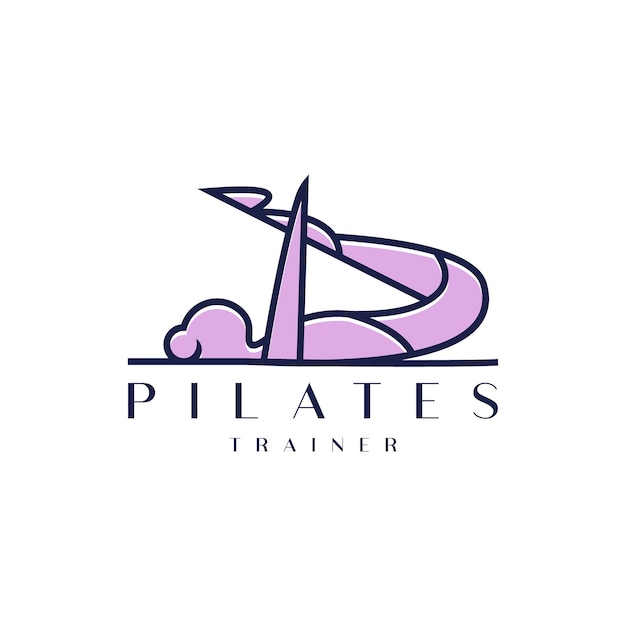 Zittend Pilates lijn overzicht pictogram silhouet logo ontwerp