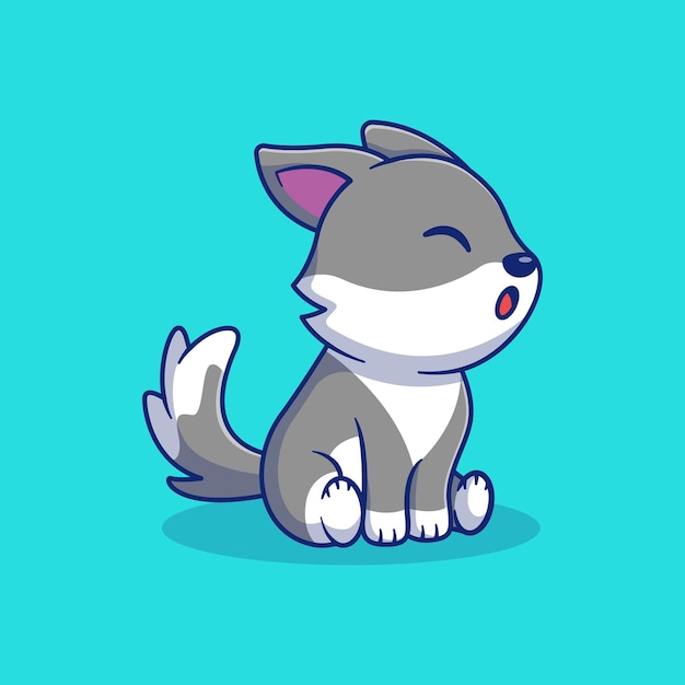 Zittend schattig klein wolf vectorillustratieontwerp