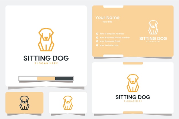 Zittende hond met lijntekeningen, inspiratie voor logo-ontwerp