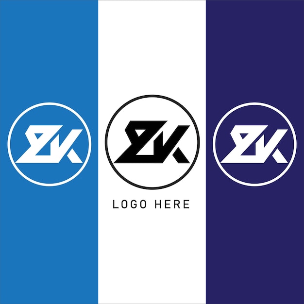 Vector zk initial letter logo design