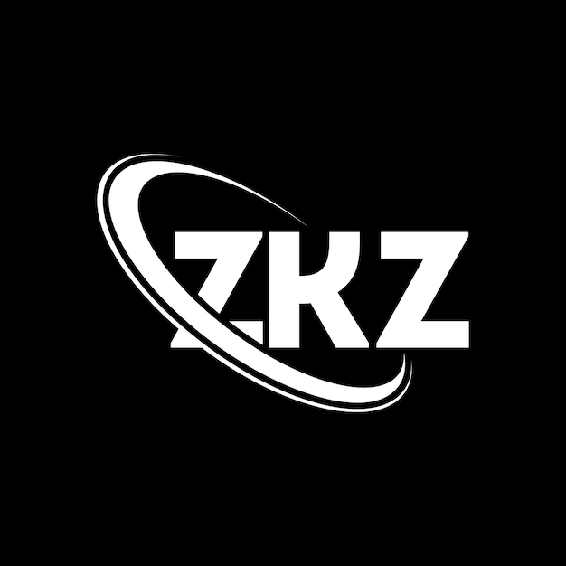 ZKZのロゴはZKZ (字母)  ZKZ (文字) のロゴデザインです 円と大文字のモノグラムで結びついたZKZロゴ テクノロジービジネスと不動産ブランドのZKZタイポグラフィーです