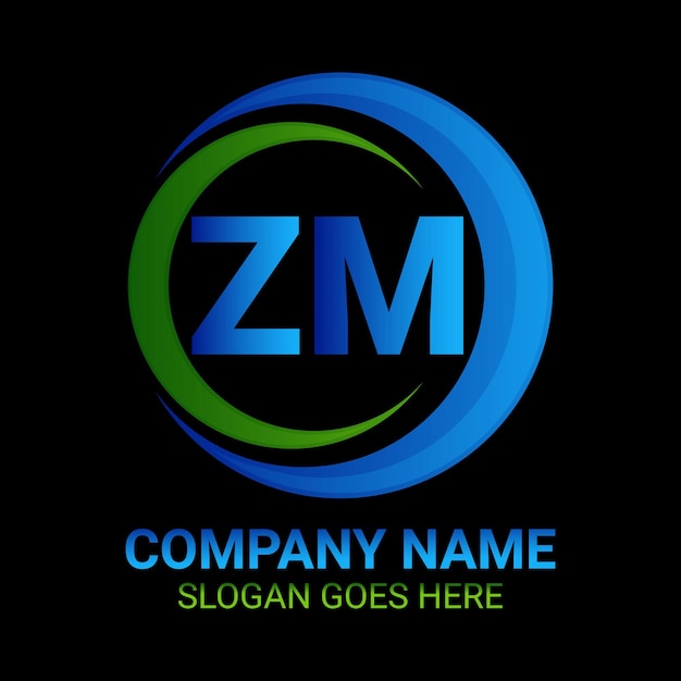 Design del logo con lettera zm a forma di cerchio design del logo zm a forma di cerchio e cubo