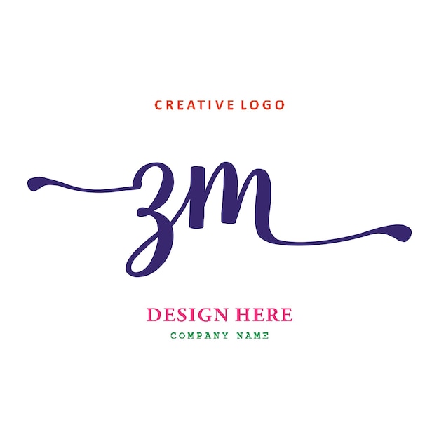 Zm lettering logo is simple easy to understand and authoritative