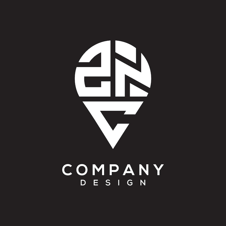 Vector znc letter location shape logo design