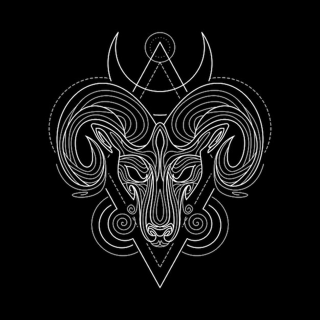 Vector zodiac aries geometri style