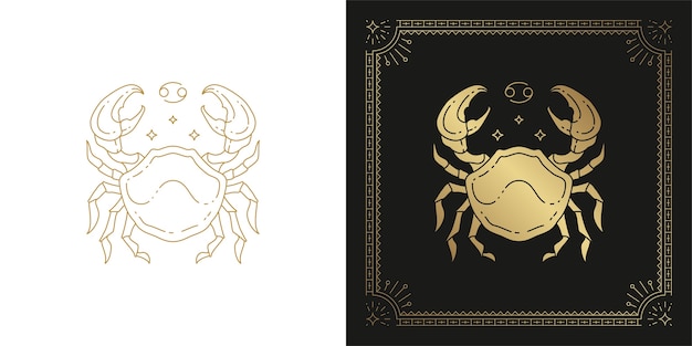 Знак зодиака рак гороскоп линии искусства силуэт дизайн иллюстрация