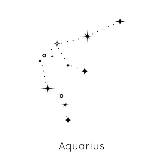 Zodiac constellation sign aquarius astrological horoscope symbol on white background vector