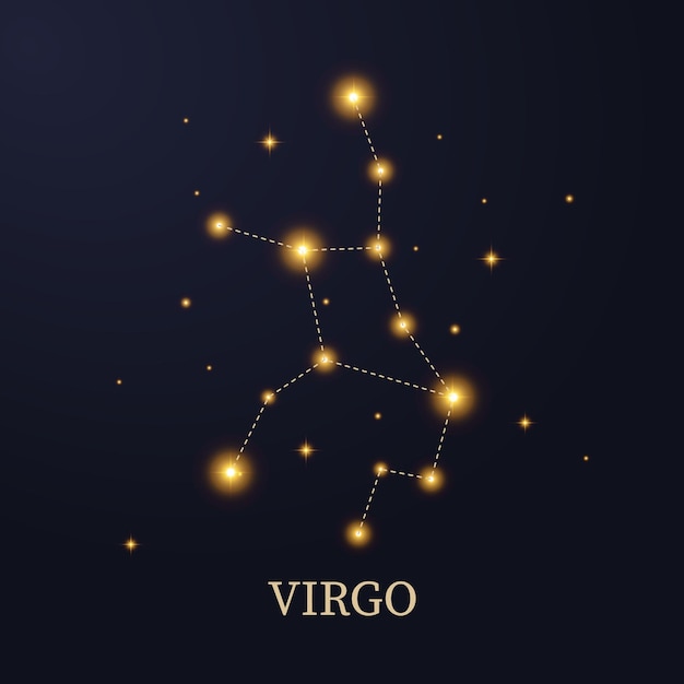 Созвездие зодиака дева на темном фоне с векторной иллюстрацией звезд