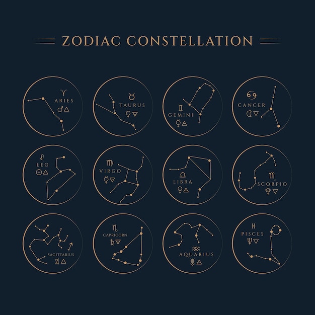 Vector zodiac constellations symbol illustration