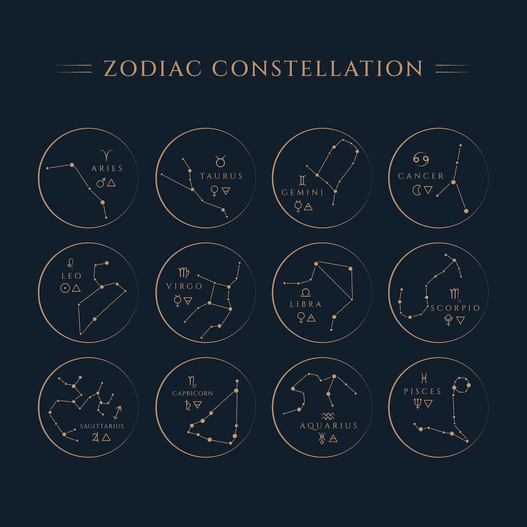 Vector zodiac constellations symbol illustration