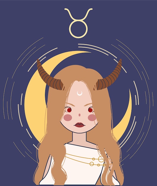 Zodiac girl taurus illustration. astrologie illustratie.