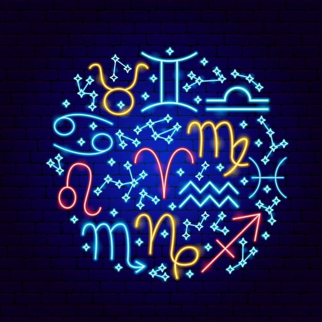 Zodiac horoscope neon concept