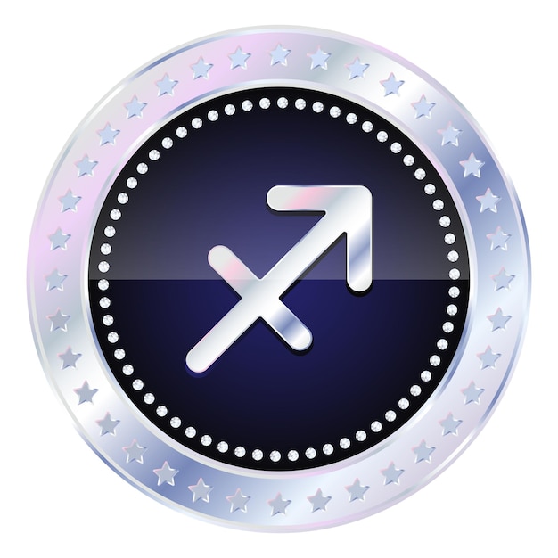 Vector zodiac horoscope sign sagittarius in silver round frame