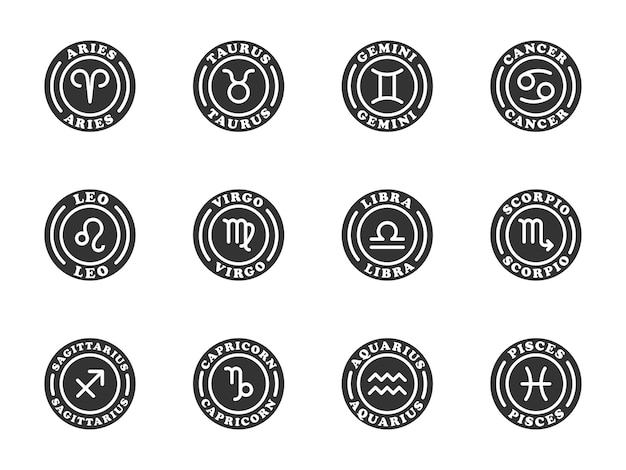 Zodiac horoscope signs set Vector illustration