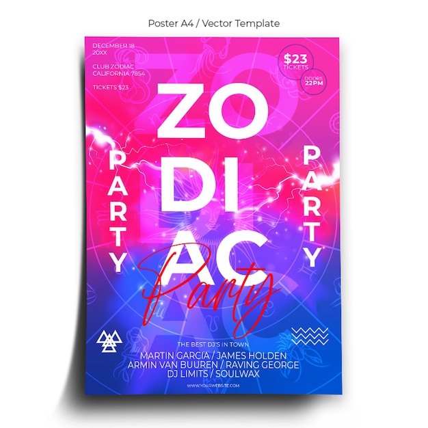 zodiac party poster template