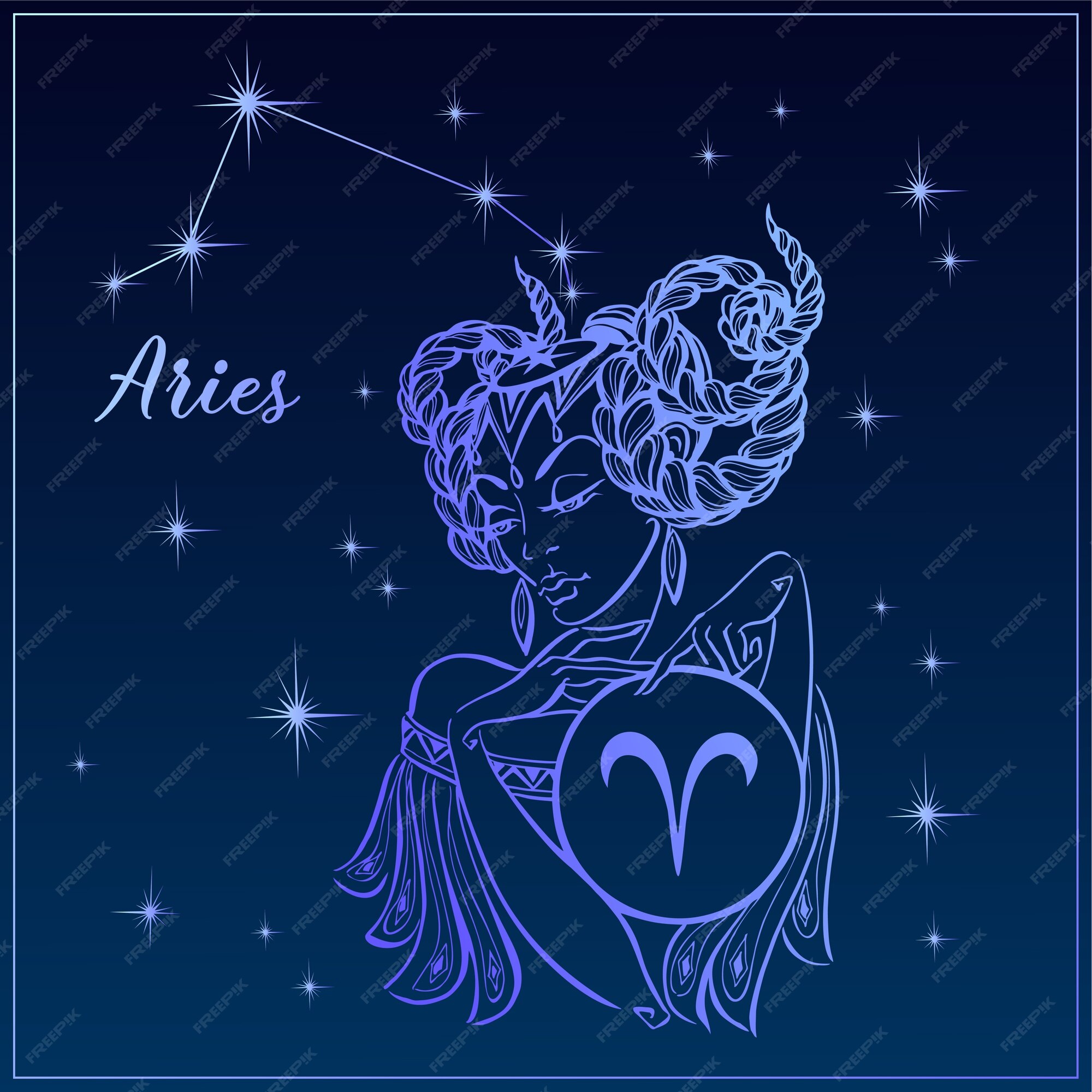 Premium Vector | Zodiac sign aries as a beautiful girl. the ...