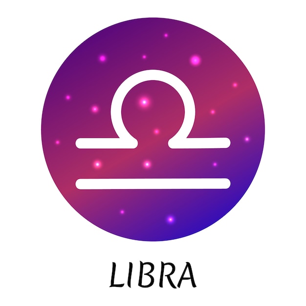 Zodiac sign Libra isolated Vector icon Zodiac symbol with starry gradient design