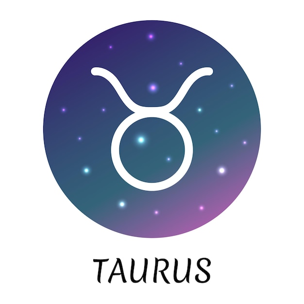 Zodiac sign Taurus isolated Vector icon Zodiac symbol with starry gradient design