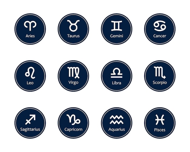 Zodiac signs blue icons vector horoscope