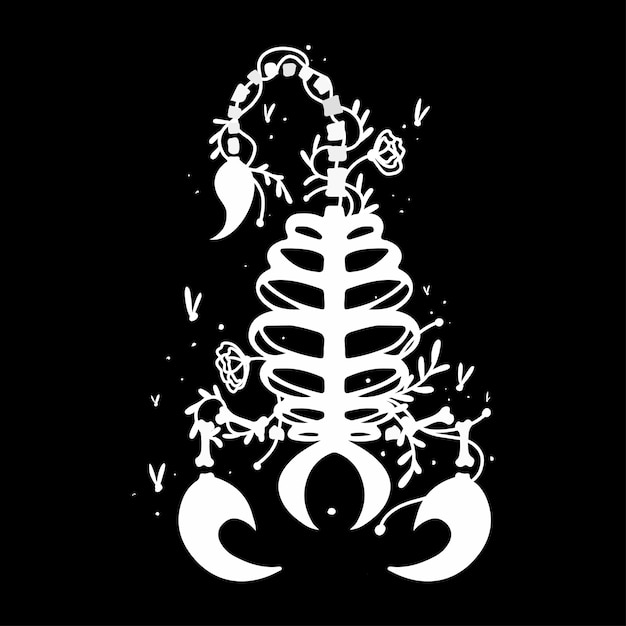 Segni zodiacali halloween ossa del cranio oggetti icone stelle grafica stampa in bianco e nero