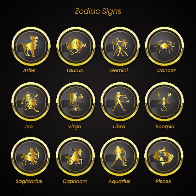 Insieme di segni zodiacali della collezione di astrologia simboli oroscopo