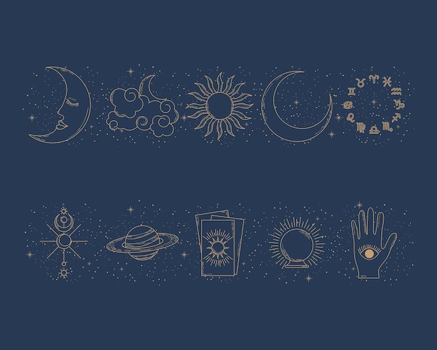 Zodiac symbols and astrology set