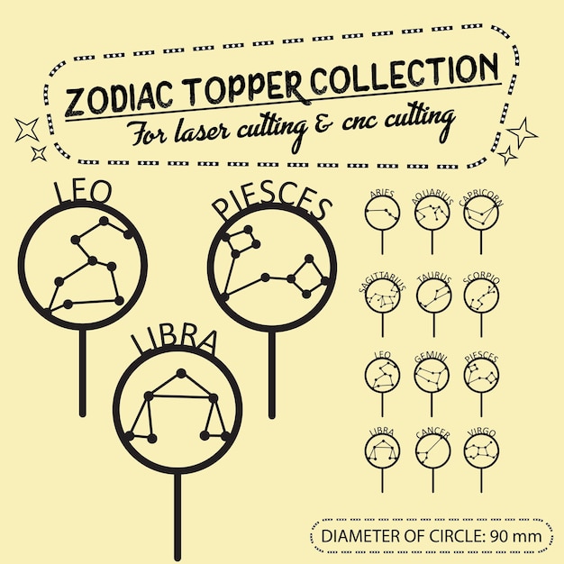 Vector zodiac topper collection for birthday