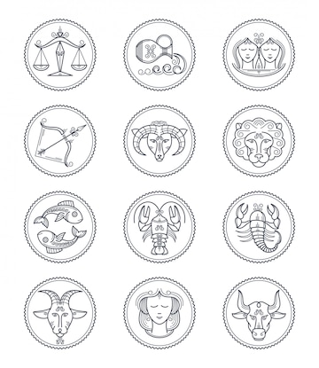 Premium Vector | Zodiac vector astrology vector line icons. aries and ...