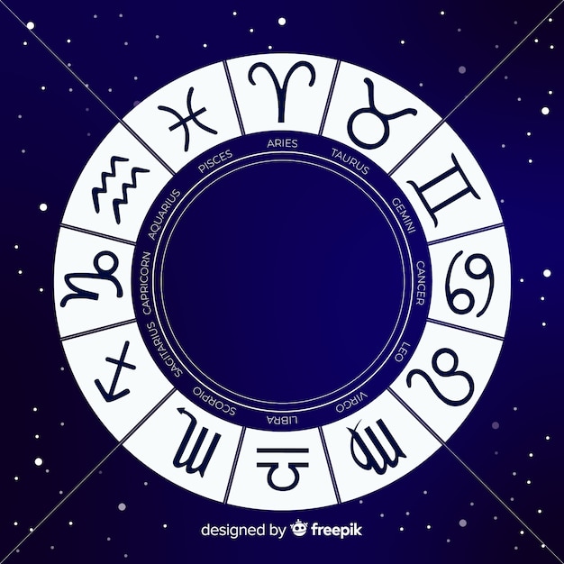 Vector zodiac wheel on space background