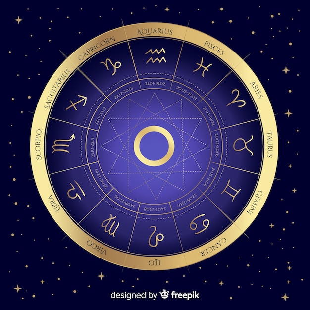Vector zodiac wheel on a space background