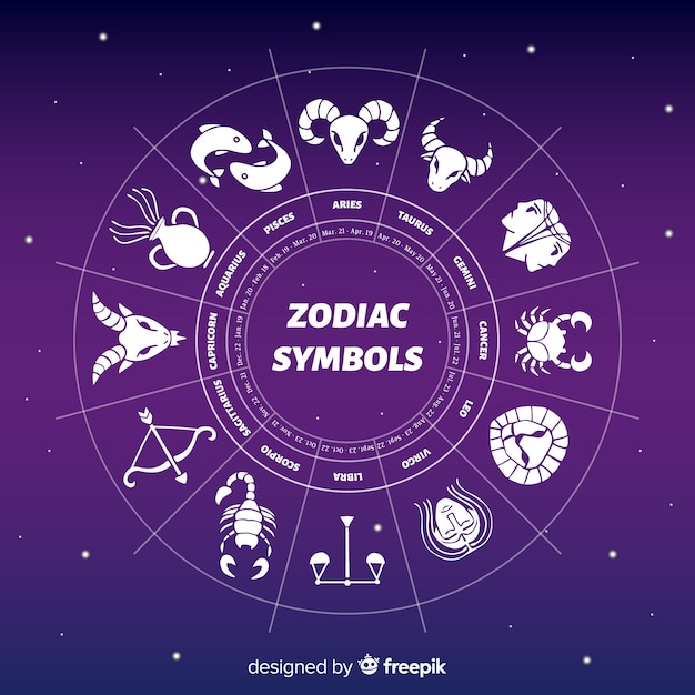 Vector zodiac wheel on a space background