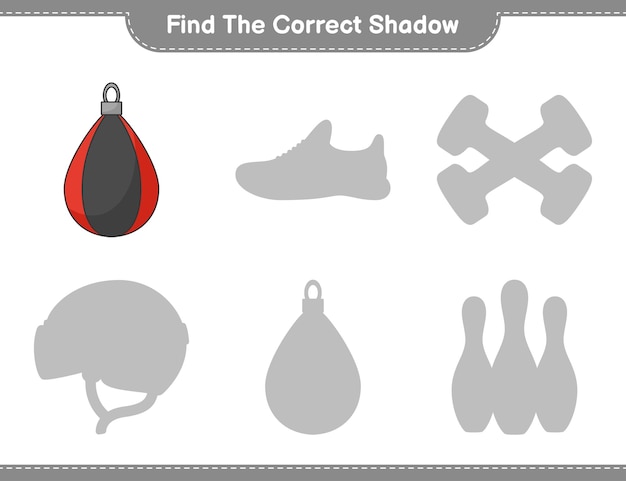 Zoek de juiste schaduw. Zoek en match de juiste schaduw van bokszak